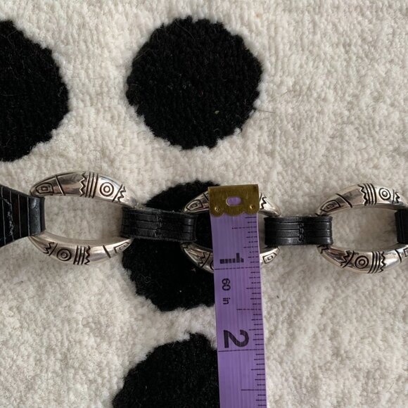 Brighton Vintage 90s Black Leather Belt S/M Silver Conchos Buckle Western - Picture 14 of 15